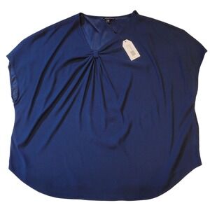NWT Universal Standard Navy Mackaya Luxe Twill‎ Knot Top 30-32 US 2XL